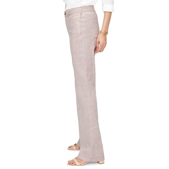 NWT Women Plus Size 14W NYDJ Tan Stripe Linen & Cotton Blend Trouser Pants NEW - Picture 3 of 11